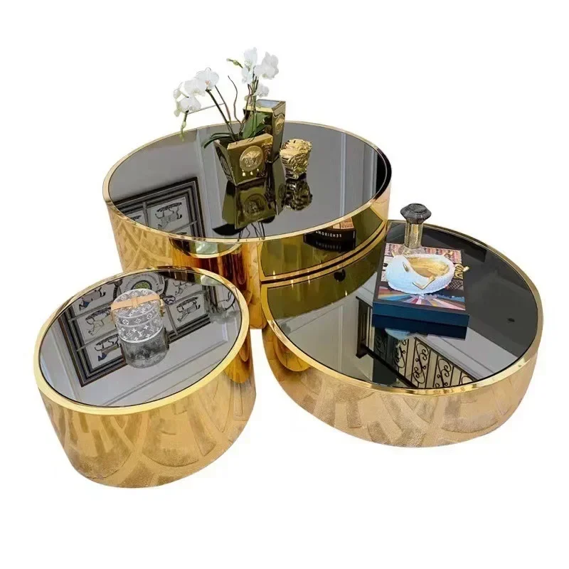 Stainless steel modern simple coffee table villa model room hotel large flat bed and breakfast high-end creative living
