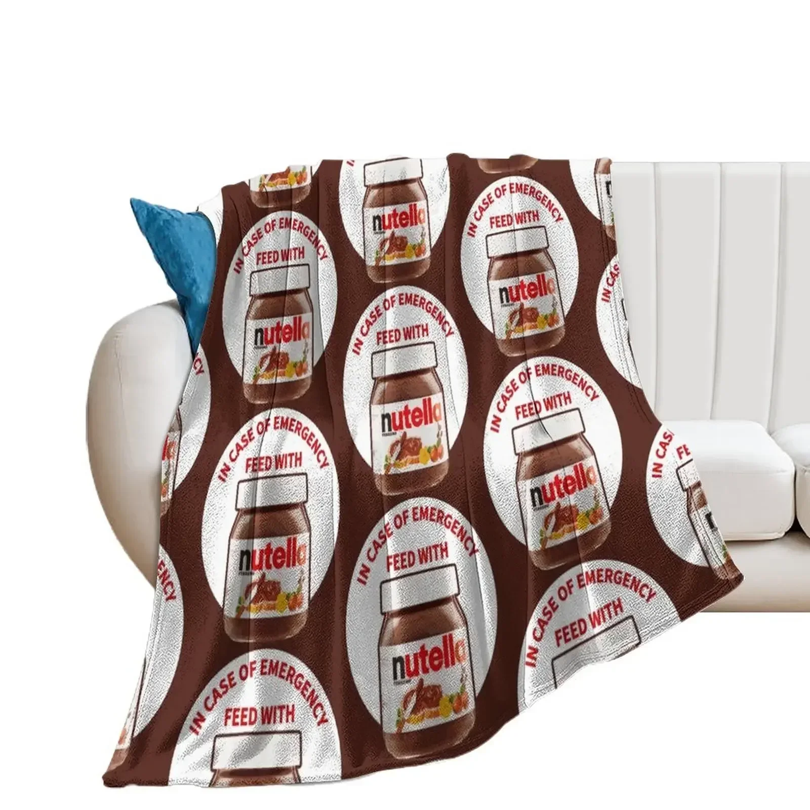 

In Case Of Emergency Feed With Nutella Throw Blanket warm for winter heavy to sleep Luxury Thicken Blankets