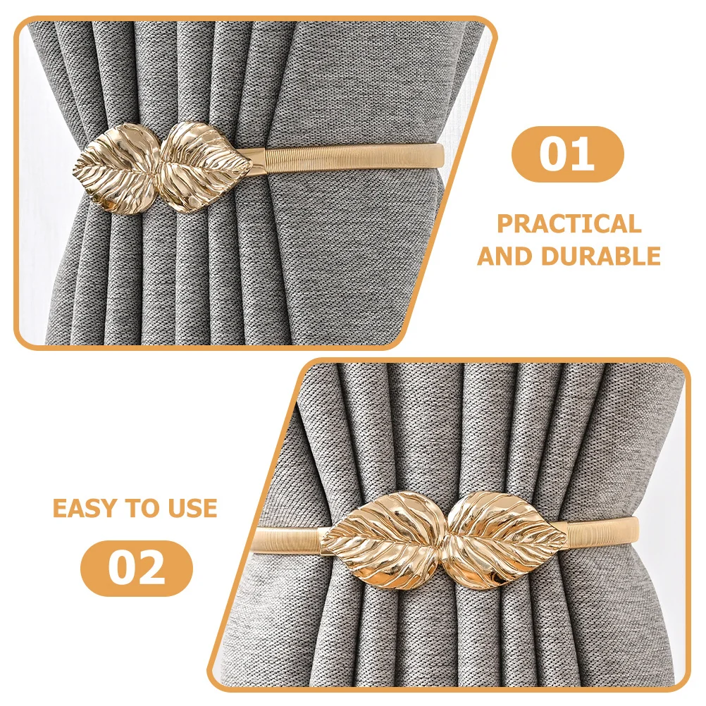 

2Pcs Alloy Leaf Curtain Buckles Decorative Tiebacks Practical Curtain Holdback Home Window Fastener for Living Room Bedroom