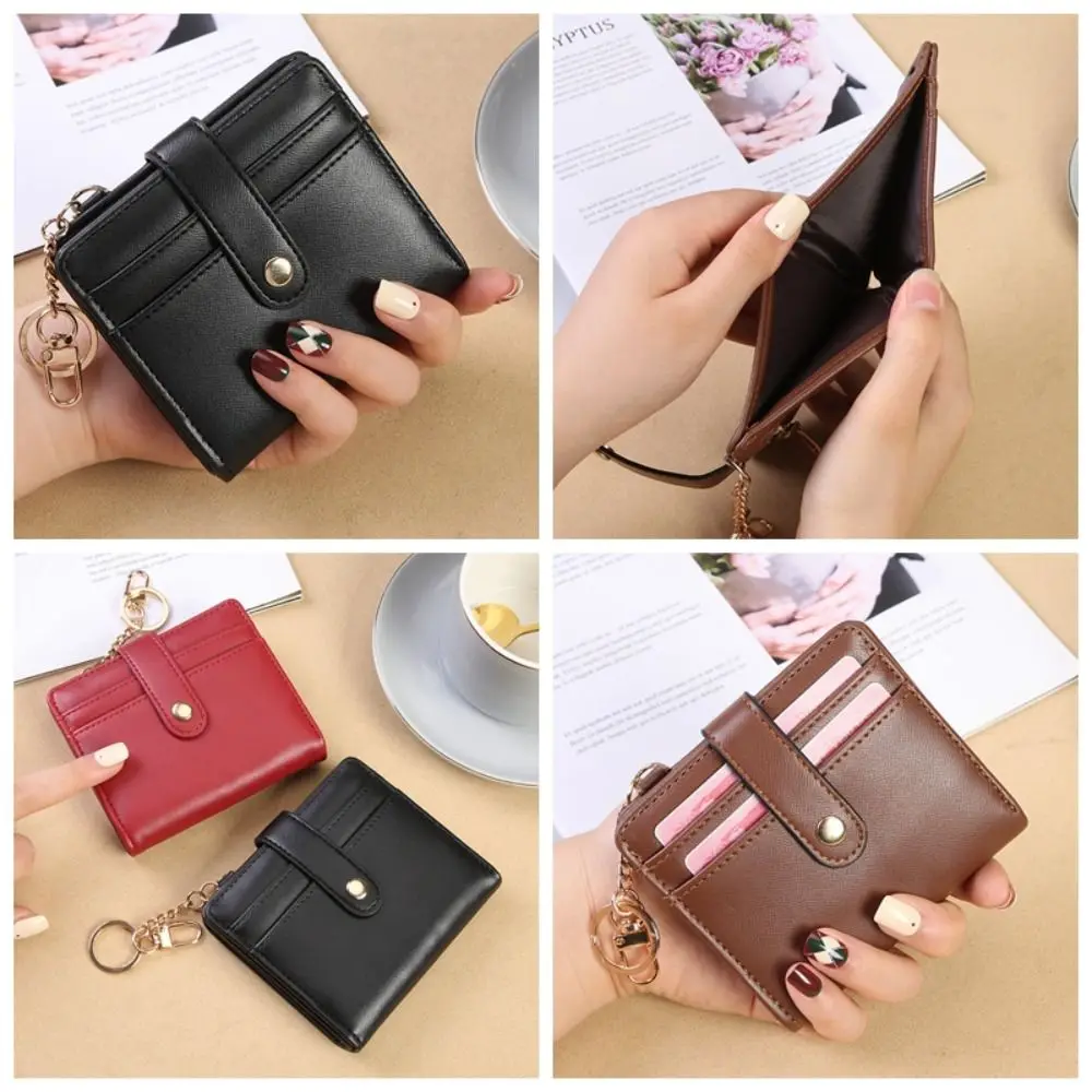 

Gift Hasp PU Leather Wallet Solid Color Korean Style Short Wallets Zipper Multiple Card Slots Women Card Holder Girls