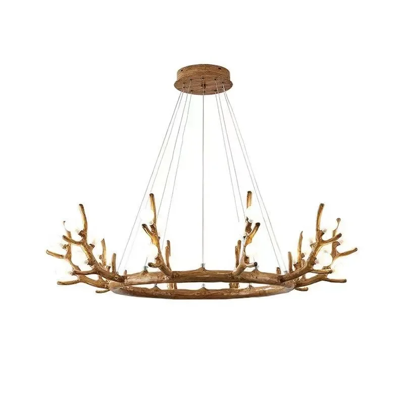 โคมไฟระย้าเรซิ่นทรงเขากวางสไตล์นอร์ดิก โคมไฟเพดานทรงกิ่งไม้ทันสมัย และโคมไฟตั้งโต๊ะสำหรับห้องนั่งเล่น ห้องนอน ตกแต่งบ้าน