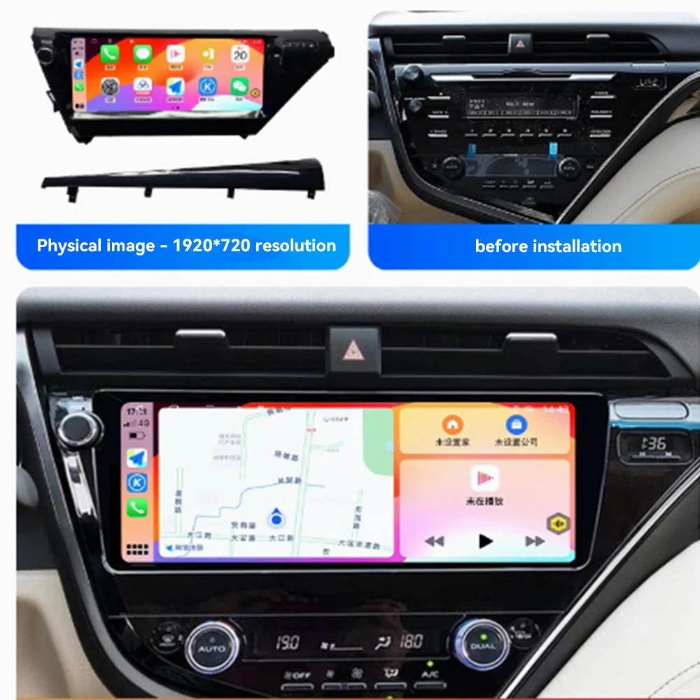 Radio para Auto con Android Auto y Carplay para Toyota Camry 2018 2019, Reproductor Multimedia Estéreo para Automóvil, GPS, Navegación, Grabadora, Unidad Principal