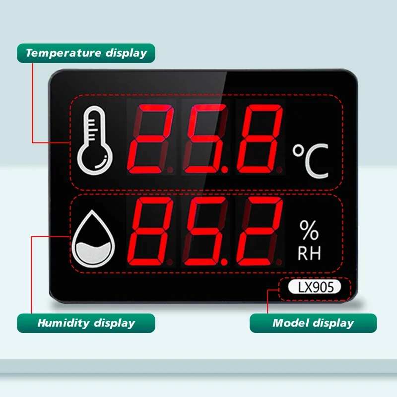 Wall-Mounted Digital LED Thermometer Hygrometer With  Humidity Sensor  Outdoor Temperater Meter For Home