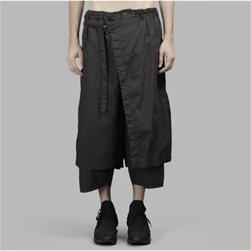 

Men's Wide Leg Pants Spring And Autumn New Fashion Personality Splicing Yamamoto Style Casual Large Size Nine Points Pants