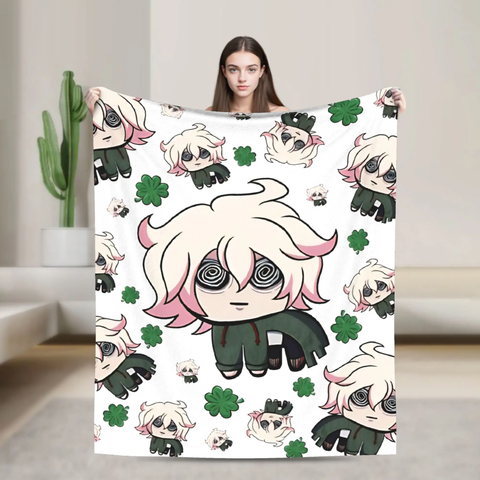 Nagito Komaeda  Plush Blanket Girls Boys  Flannel Throw Blanket For Home Decor  Warm Custom DIY Quality Bedspread Birthday Gift