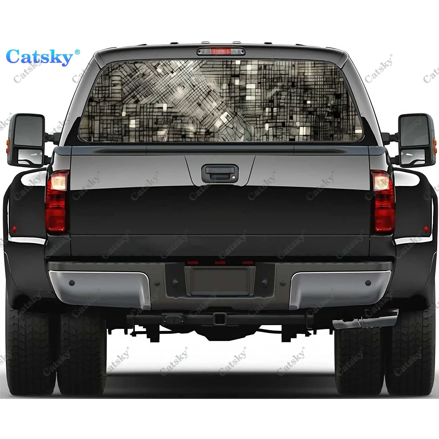 

Abstract Low Poly Mesh Lines Rear Window Decal Fit Pickup,Truck,Car Universal See Through Perforated Back Windows Vinyl Sticker