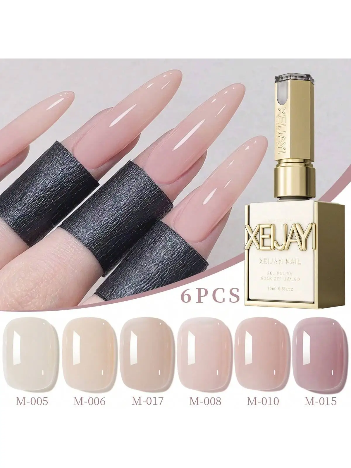 

XEIJAYI 6Pcs Gentle Transparent Gel Nail Polish Gel 6 Color Long-Lasting Nail Art Nail Salon Home Gift For Women