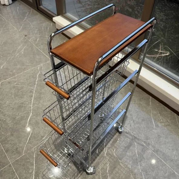 5-Tier Stainless Steel Pull-out Storage Rack Movable Kitchen Gap Shelf Slim Slit Standing Type Organizer For Living Room
