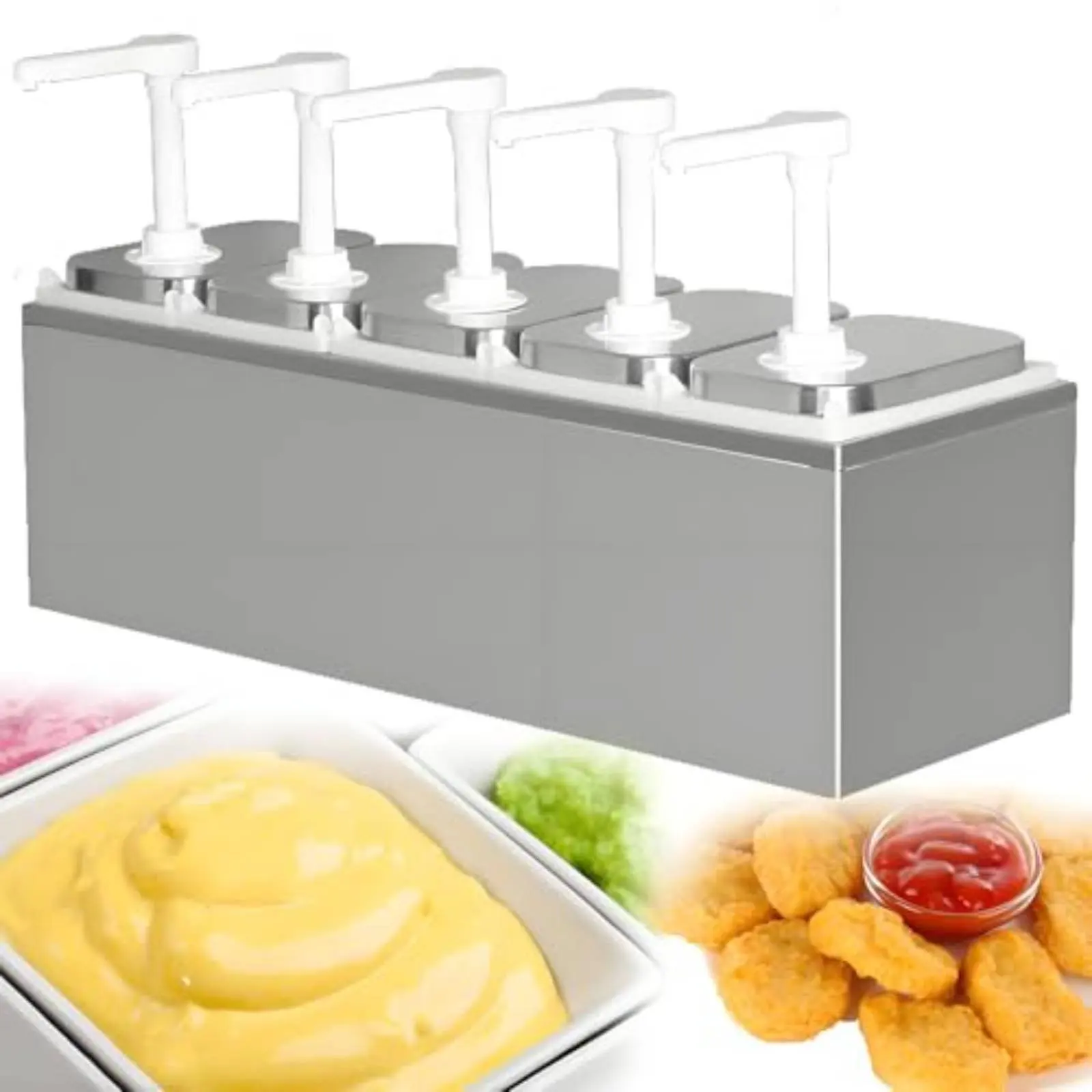 Commercial Sauce Pump Dispenser Multi-Slot Design Stainless Steel Syrup Pump Food Service Equipment for Buffet, Beverage Station view 2