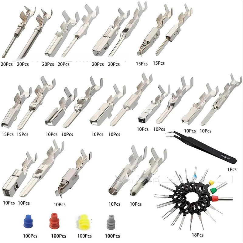729PCS Boxed 1‑3.5mm Automotive Wire Harness Connector Kit, Male & Female Crimp Terminal Pins Assortment