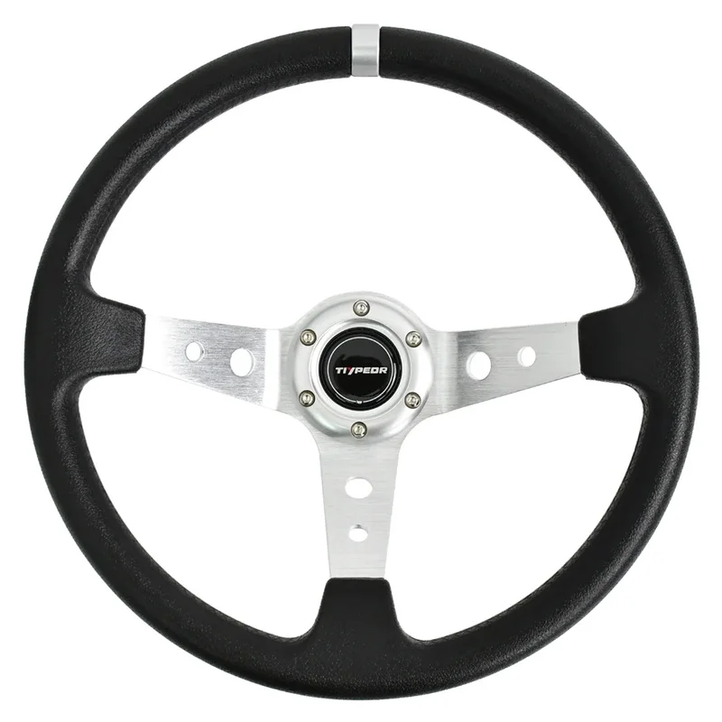 High Quality PU Leather Modified Racing Steering Wheel With Six Bolt Base Interior Accessory