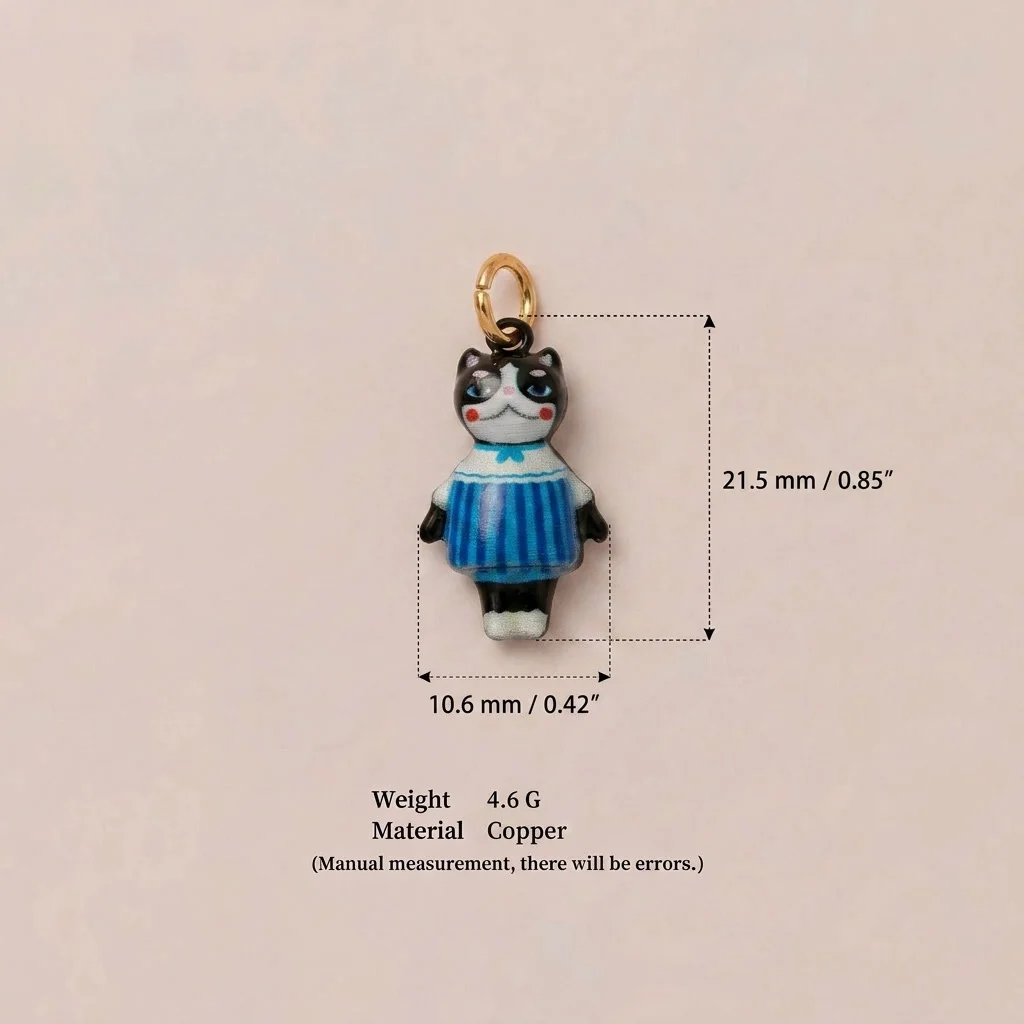 Niedliche, modische, einfache Tierkätzchen-Streifenkleidung DIY-Anhänger-Charms für Schmuck. – Detail 5