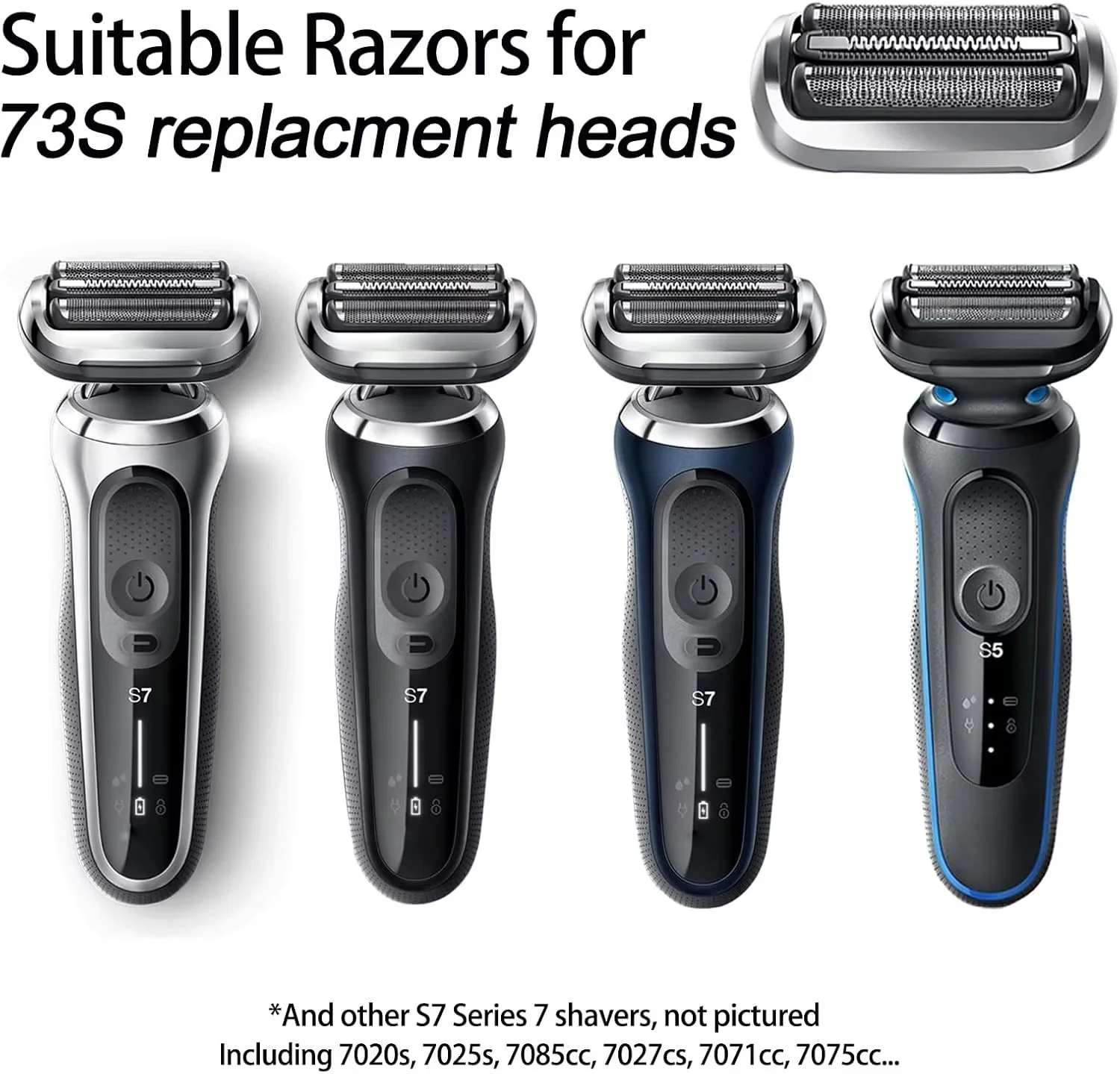 ماكينة حلاقة بديلة 73S لماكينة الحلاقة براون S7 Series 7 7020s، 7025s، 7027cs، 7071cc، 7075cc، 7085cc، 7089cc ونماذج أخرى وما إلى ذلك