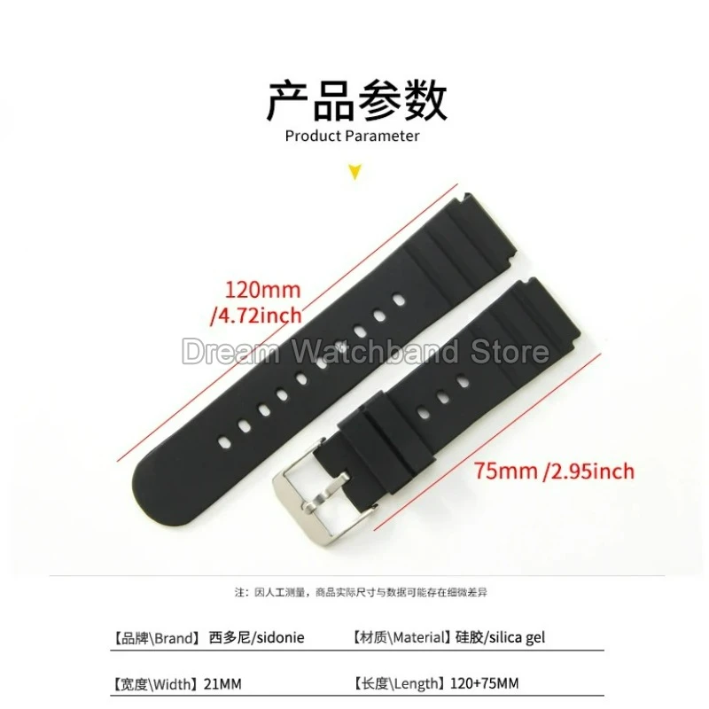 21mm Black Silicone Watch Strap Stainless Steel Buckle for Luminox 3901 3000 0200 Featuring Convex Interface Chemical Resistance