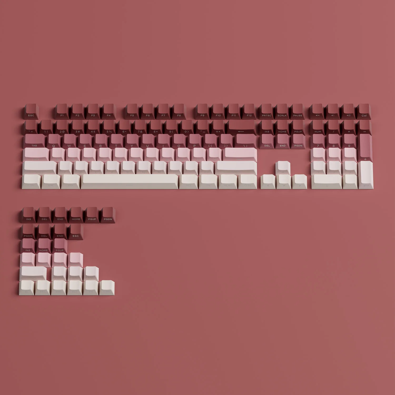 Veekos Rose Latte Gradient SP Keycap Set 136-Key Shine-through Cherry Profile PBT Double Shot Keycap for  MX Custom Keyboard