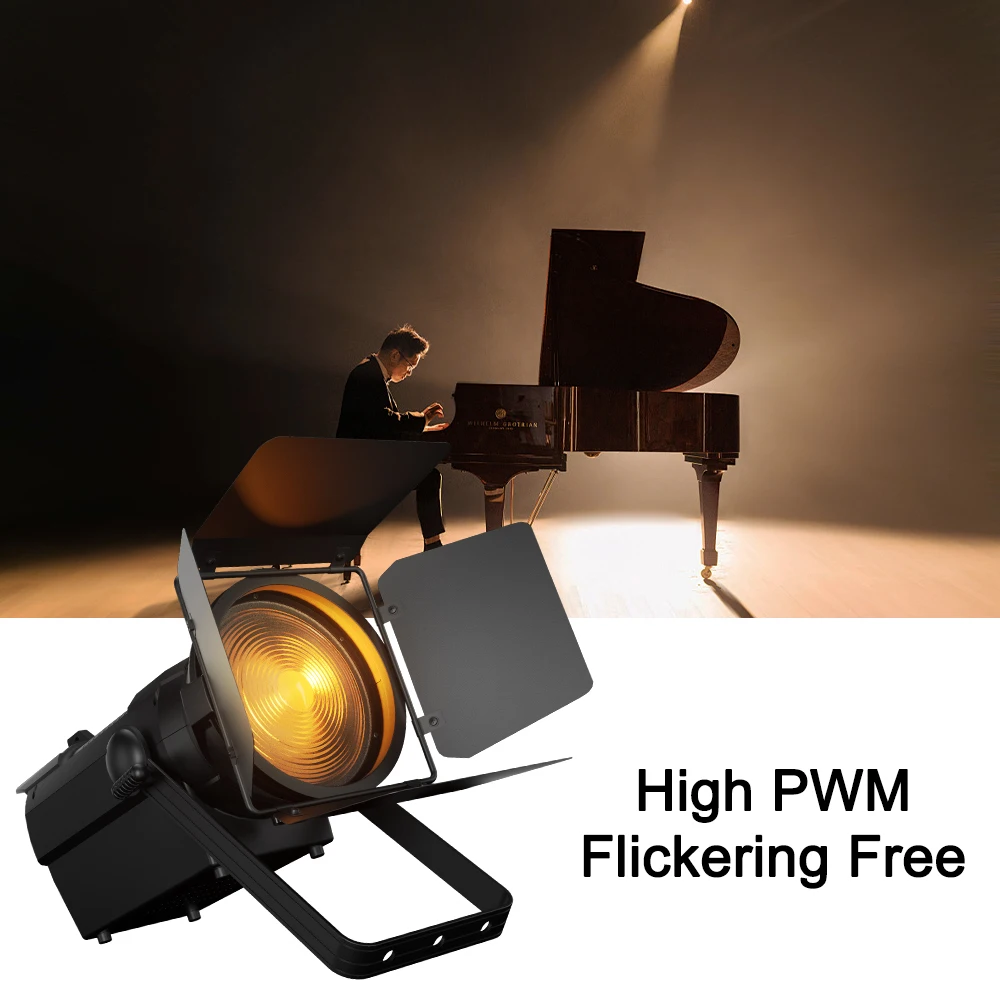 SHEHDS 350W Warm-Kaltweißes Fresnel-Zoom-Licht mit Überlegener Wärmeableitung und Hohem CRI-Index für Theater, DJs, Kirchen und Weihnachten