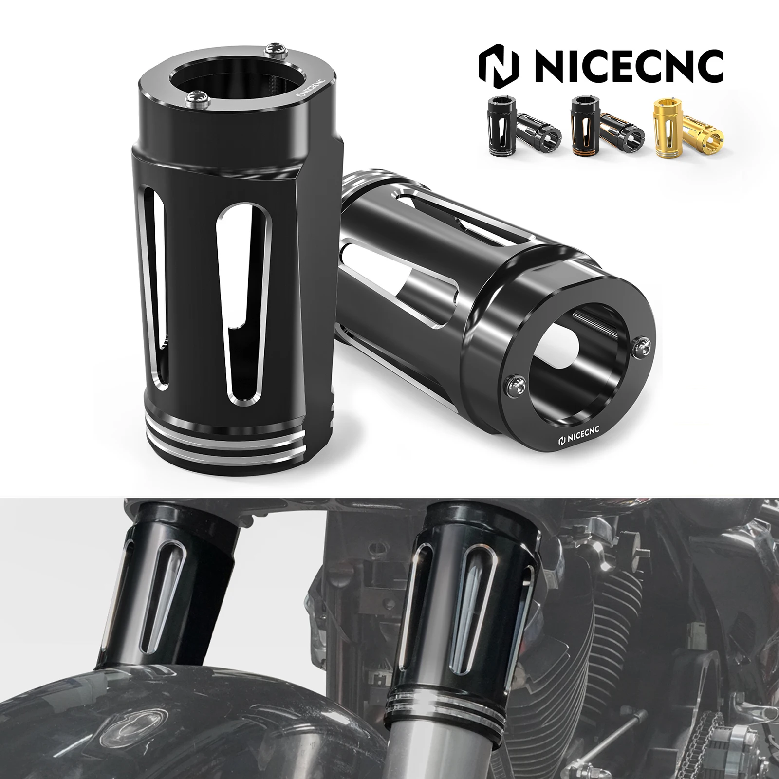 Motorcycle Fork Boots Fork Sleeves Cowbells for Harley Road King FLHR Street Glide/Special FLHX Road Glide/Special Ultra Limited