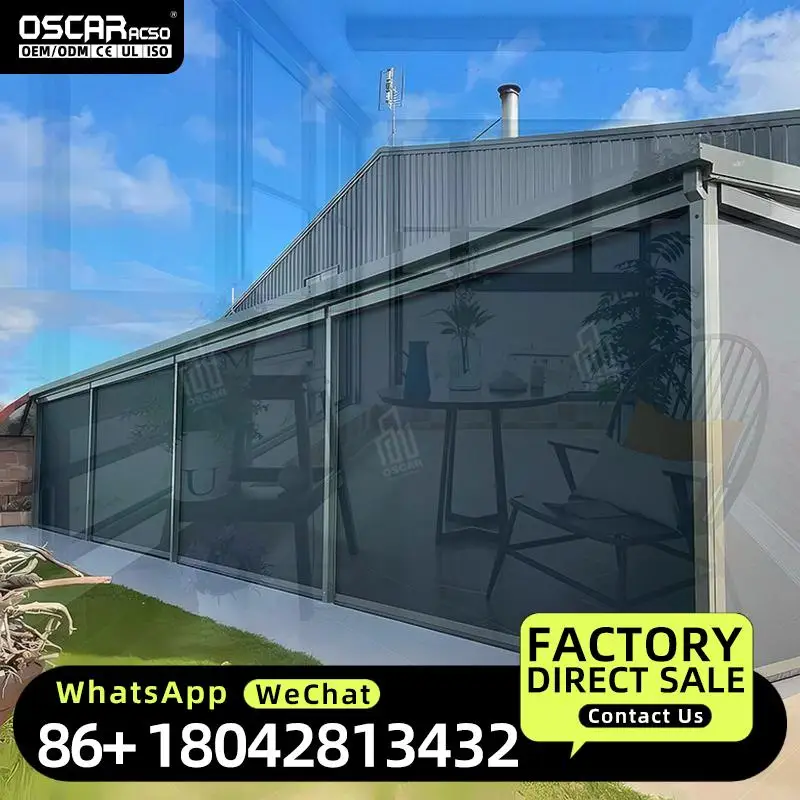 Customizable Motorized Windproof Roller Blinds Privacy Screen for Pergola Rolling Blind