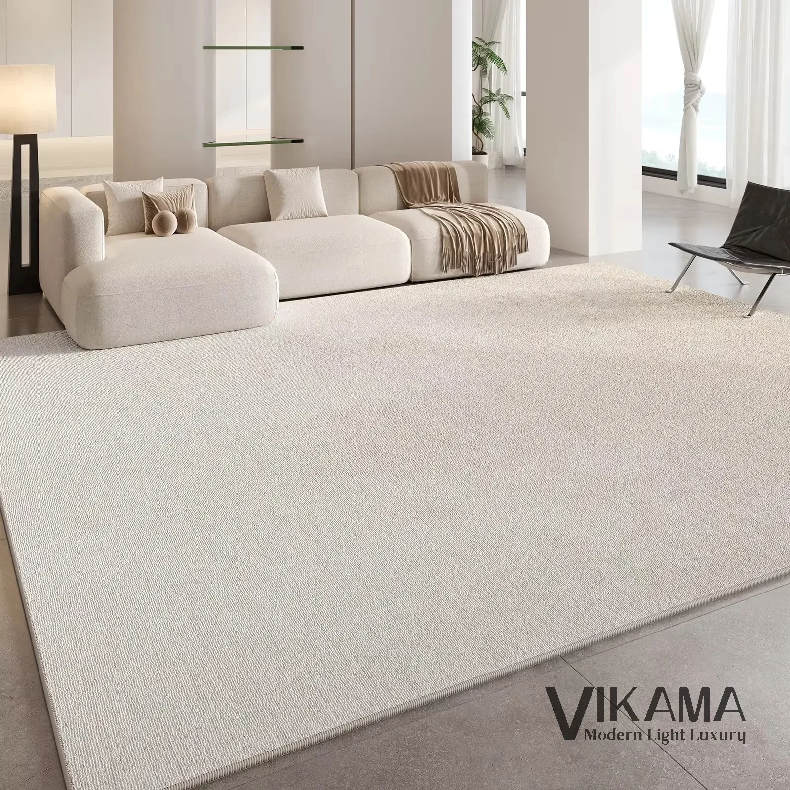 VIKAMA Tapijt Woonkamer Licht Luxe Deluxe Crème Wabi-Sabi Thuis Slaapkamer Bed Absorberende Vuilafstotende Mat Woondecoratie
