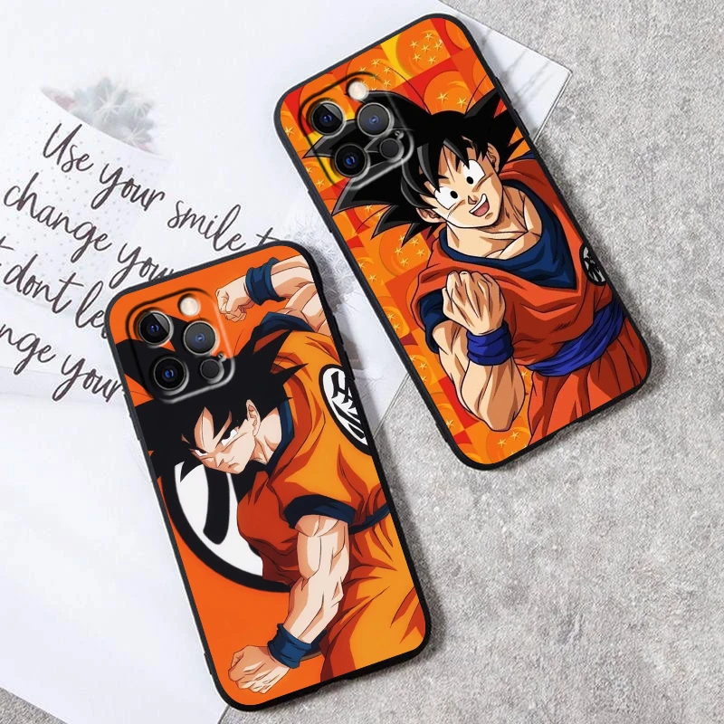 Anime D-Dragon Balls Goku Apple iPhone 15 14 13 12 11 X XS XR 8 7 6 6S Pro Plus Max Mini Black Soft Phone Case