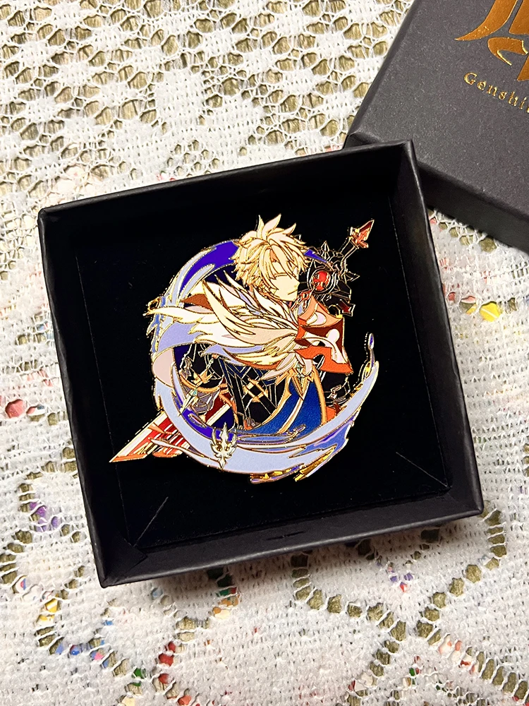 Genshin Impact Varka Abzeichen Cosplay Anime Durin Kostüme Pin Nod-Krai Knight Kawaii Broschen Freund Geschenke Rucksack Dekor – Detail 3