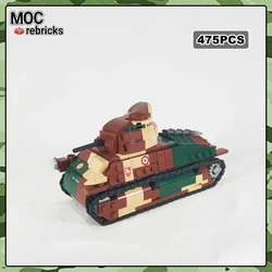 MOC-87208 WW2 Military Arms French Cavalry Tank Building Block Soumia S35 Armored Vehicle Model Brick Toy Children's Gifts