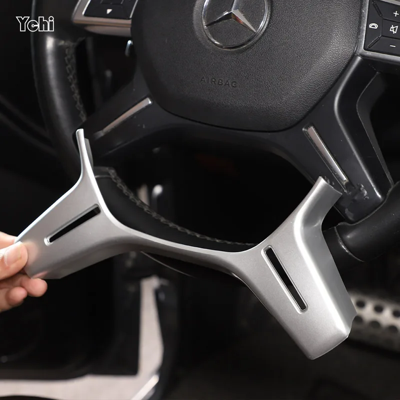 

For Mercedes-benz G-Class W463 2004-18 ABS Silver Car Steering Wheel Trim frame sticker car interior accessories