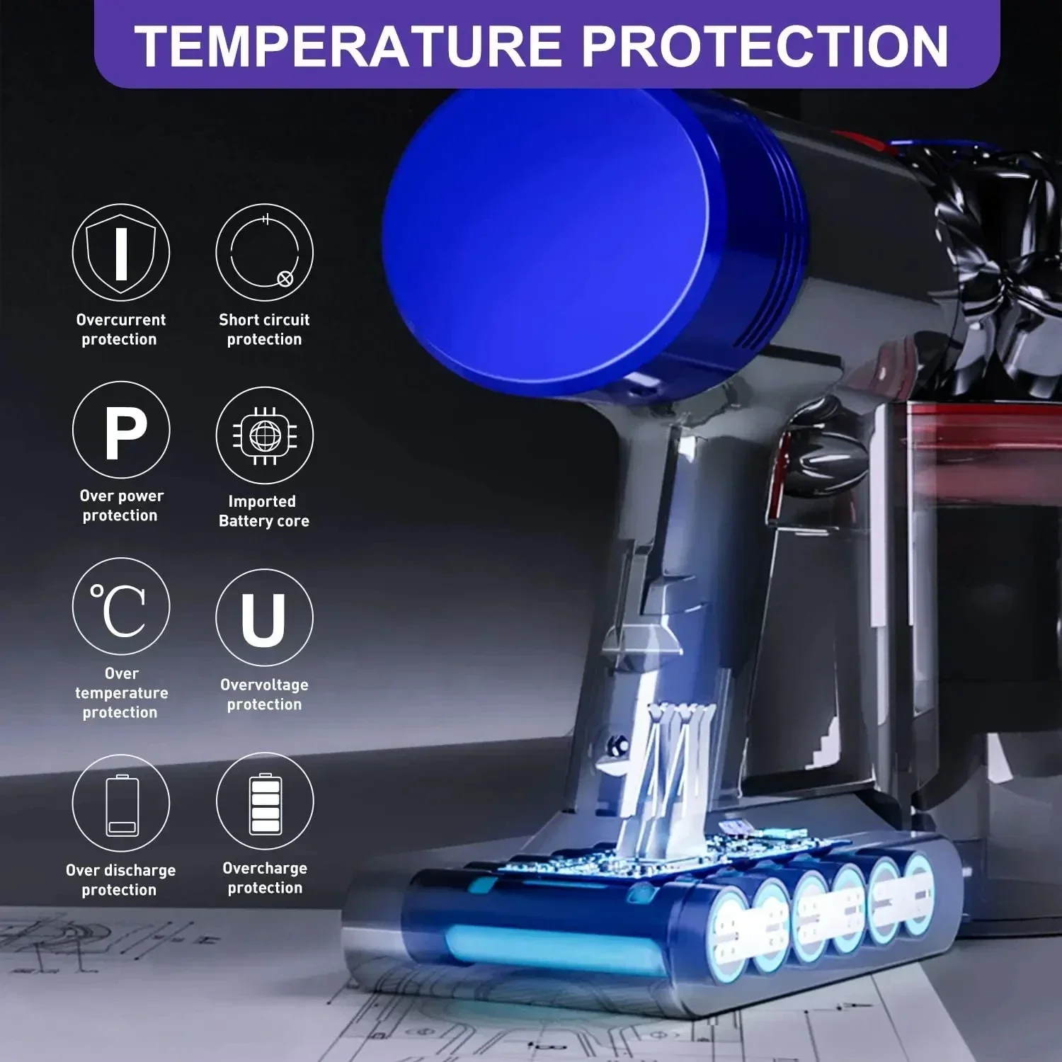 Najnowsza wymiana baterii Dyson V10 Absolute Fluffy Whirlwind V10 Aktualizacja baterii SV12 6800mAh 100Wh