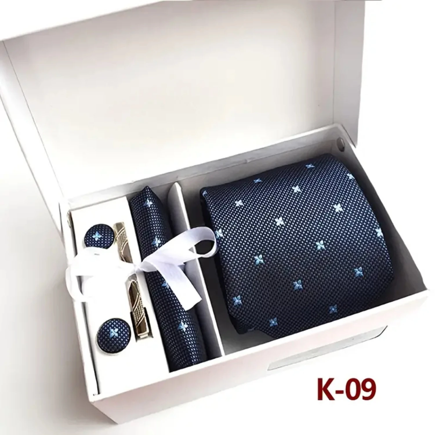 Men's Tie Gift Box 3 Piece Set with Pocket Square, Cufflinks, and Tie Clip for a Stylish & Complete Look