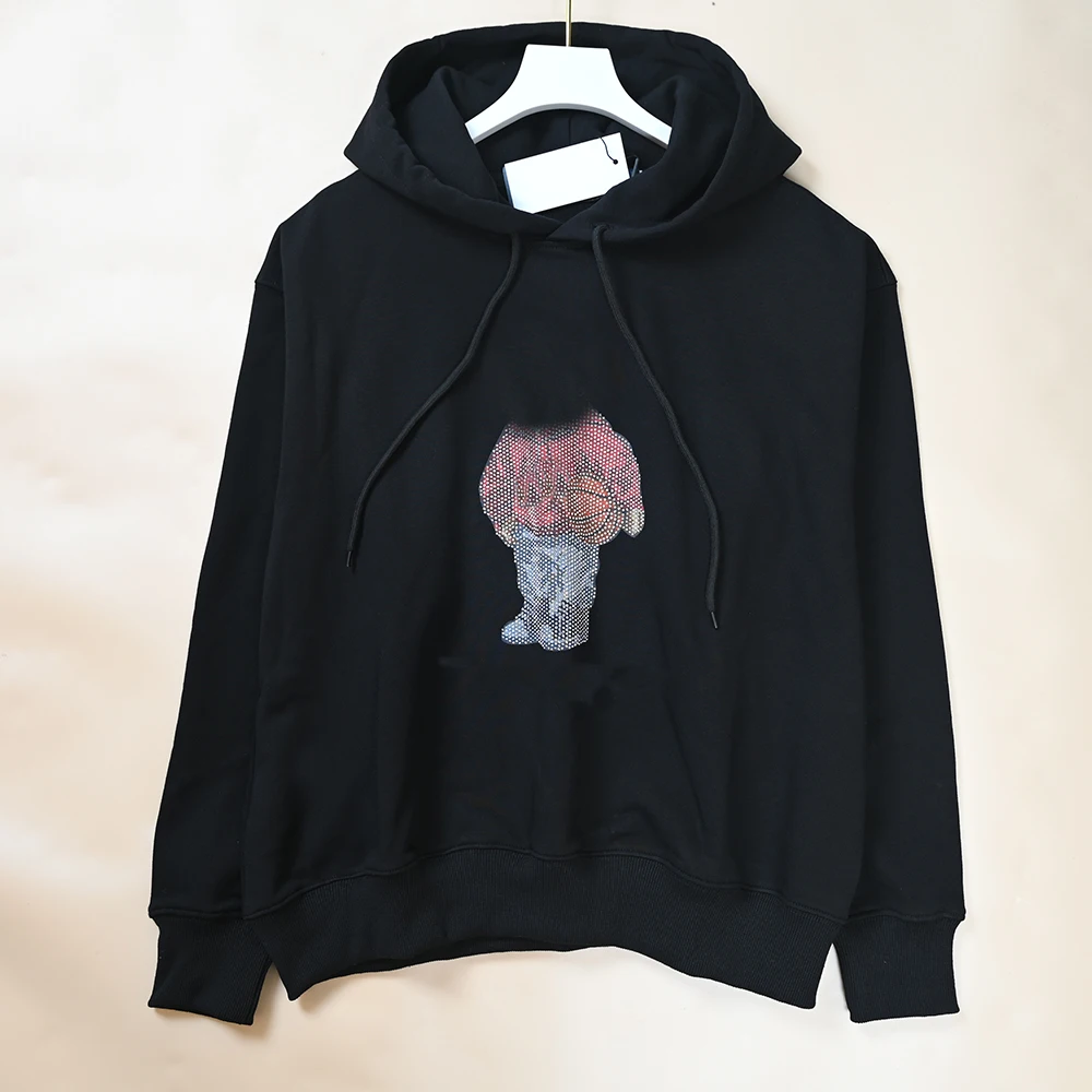 

Новая женская толстовка с капюшоном на весну-осень, с мультяшным принтом, стразами, хлопковая, свободного кроя, повседневная, длинная