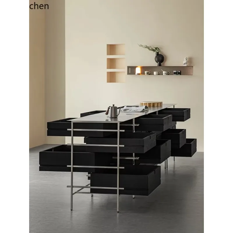 GZ-26 ash wood solid wood combination storage cabinet modern minimalist stainless steel living room multi-functional cabinet