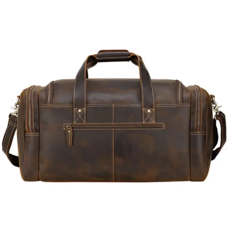 Yao Dong MAHEU Large Travel Bag Genuine Leather Vintage Style Luggage Bags Men Male Duffle Bags Travelling Bag Weekender Bags fo