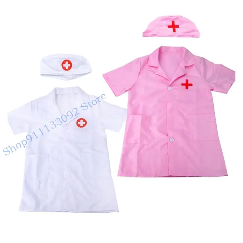 زي طبيب H9ED للأطفال والبنات والأولاد، مجموعة ملابس لعب دور الطبيب في الهالوين #1