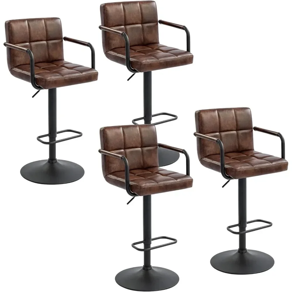 

Bar Stool 30" Faux Leather Upholstered, Adjustable Counter Stools Bar Chairs Modern Design Swivel Bar Hydraulic Stools Set of 4