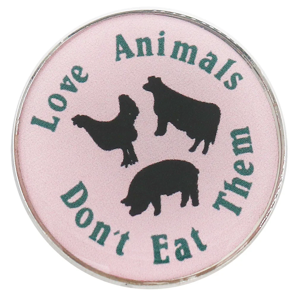 Love animals don't eat them Vegan Vegetarian Retro '80s Cow Pig Chicken Badge Jewelry Decorate