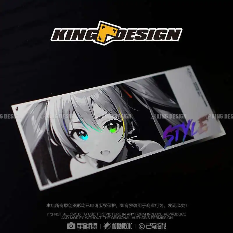 Hatsune Miku-pegatina de esposa secundaria para niña, pegatina láser para coche, ventana triangular de cristal, pegatina decorativa impermeable