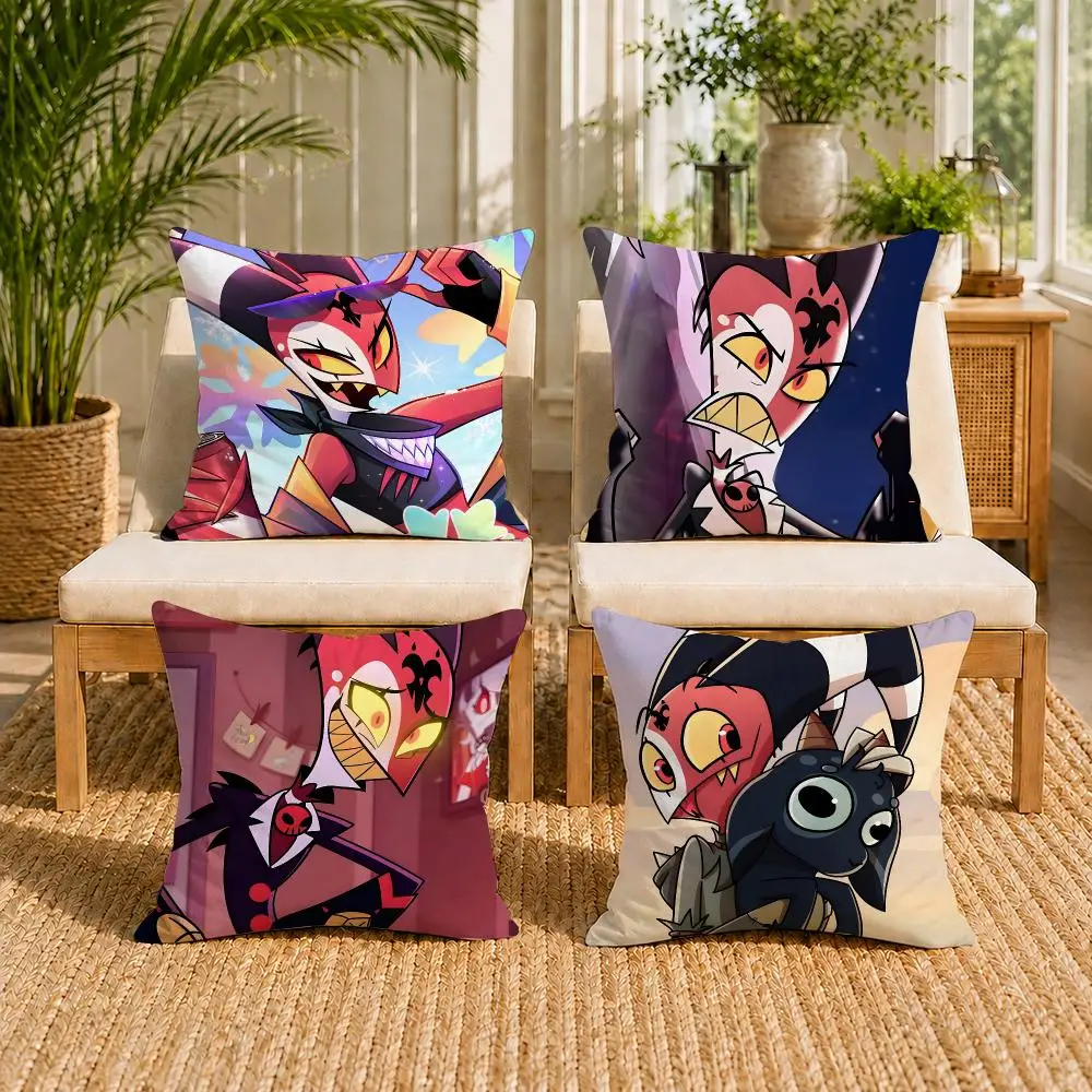 Blitzo H-Helluva Boss Cushion Cover Breathable Short Plush Pillow Case Wrinkle-Resistant Machine-Washable For Easy Care