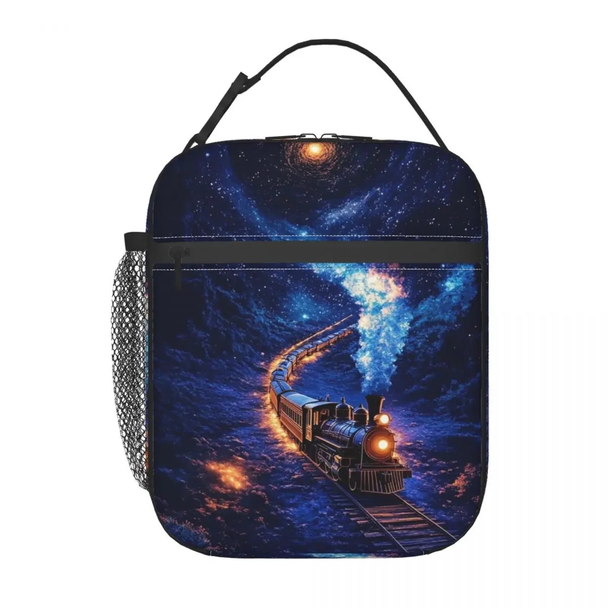 Dreamy Cartoon Space Train Adventure Print Insulated Lunch Bag for Women Kids Leakproof Food Boxes Thermal Lunch Box Tote