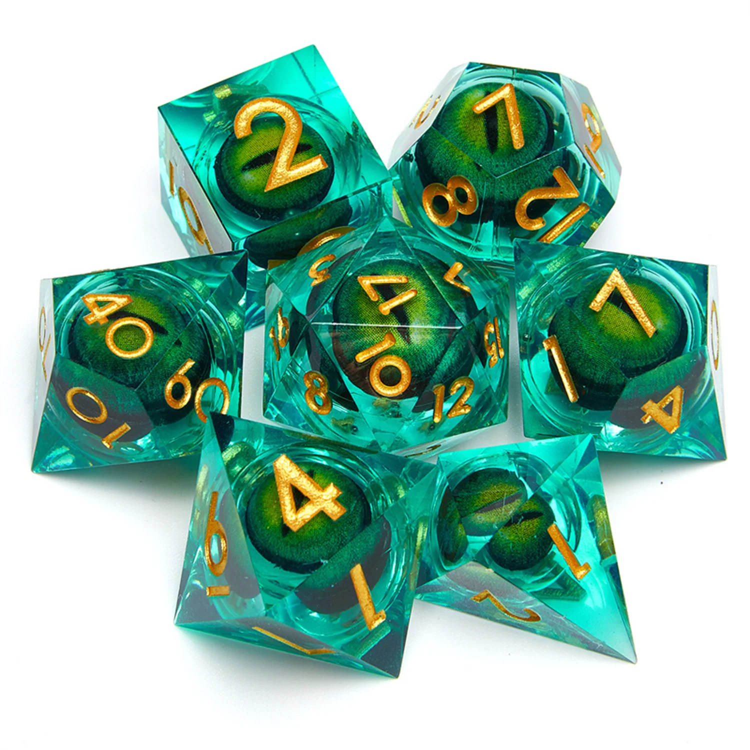 

Eye Liquid Core DND Dice Set 7-Piece Polyhedral Role Playing Dice Set D&D Suitable for Desktop Games Halloween Christmas Gifts