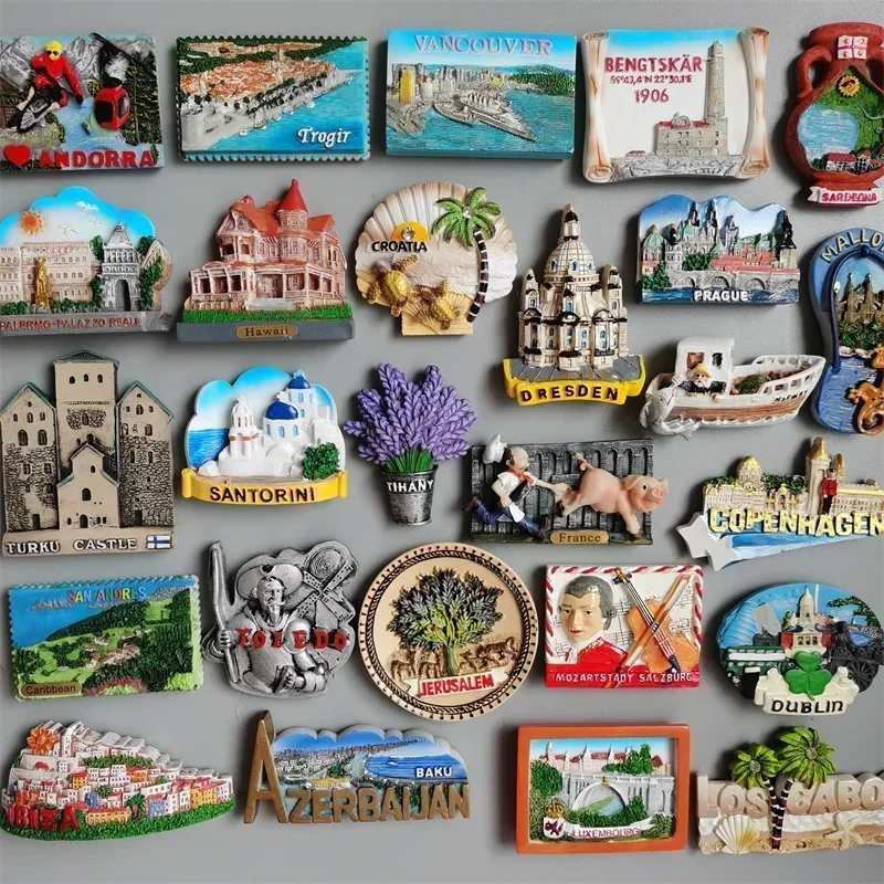 Kühlschrankmagnete Andorra Kroatien Finnland Italien Dresden Prag Norwegen Santorini Frankreich Dänemark Ibiza Spanien Jerusalem Österreich Dublin