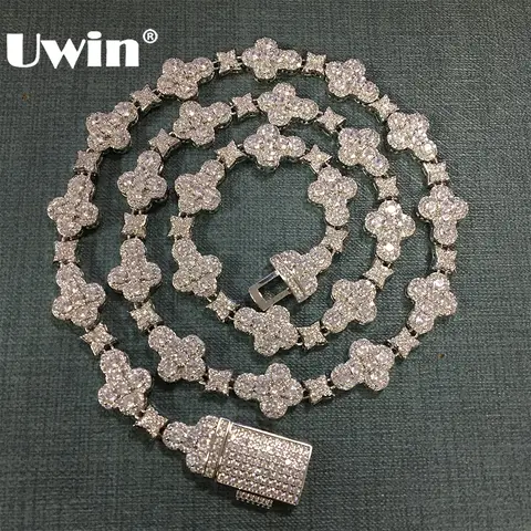 UWIN Tennis Chain Necklace with Full Iced Star/Cross CZ Stones Fashion Luxurious Choker Hip Hop Jewelry for Gift
