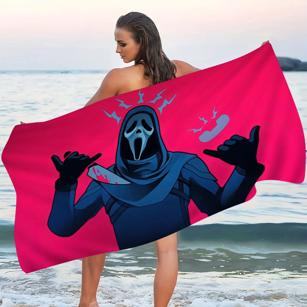 

G-Ghostface H-Horror S-Scream Microfiber Printed Beach Towel Mountain Climbing Yoga Beach Swimming Running Absorbent Soft Towel