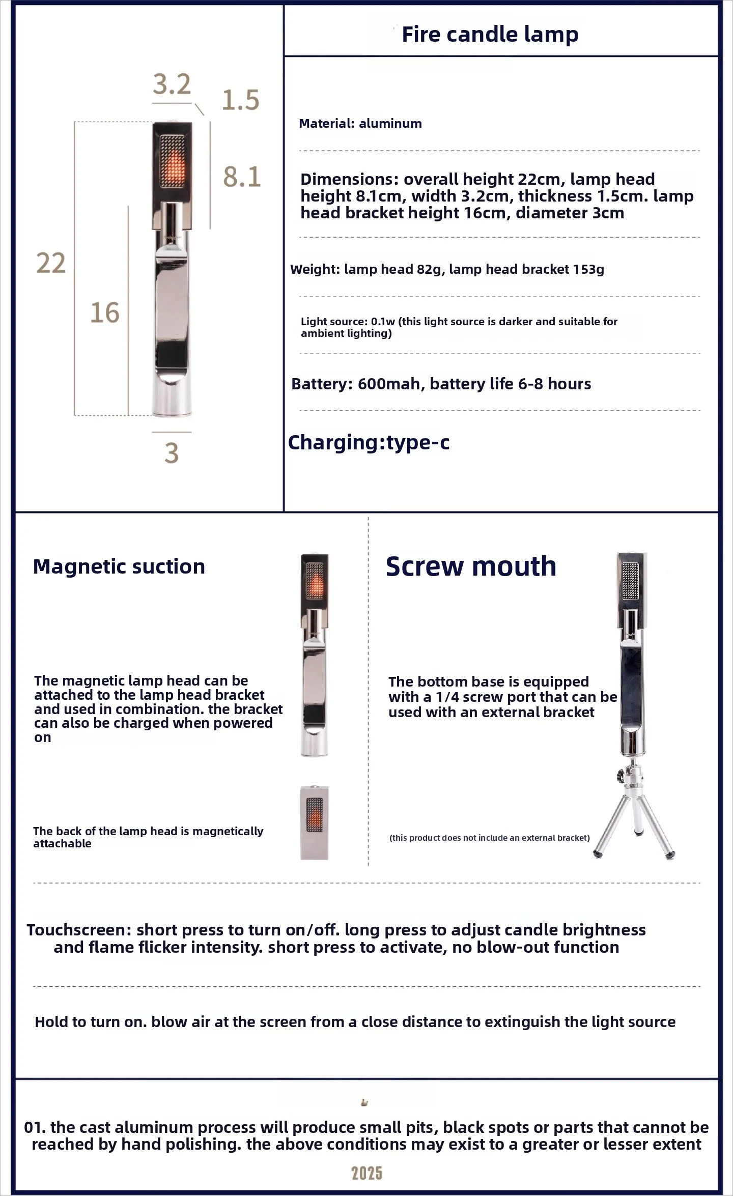 Interruptor táctil La succión magnética puede explotar la lámpara de candelabro electrónico