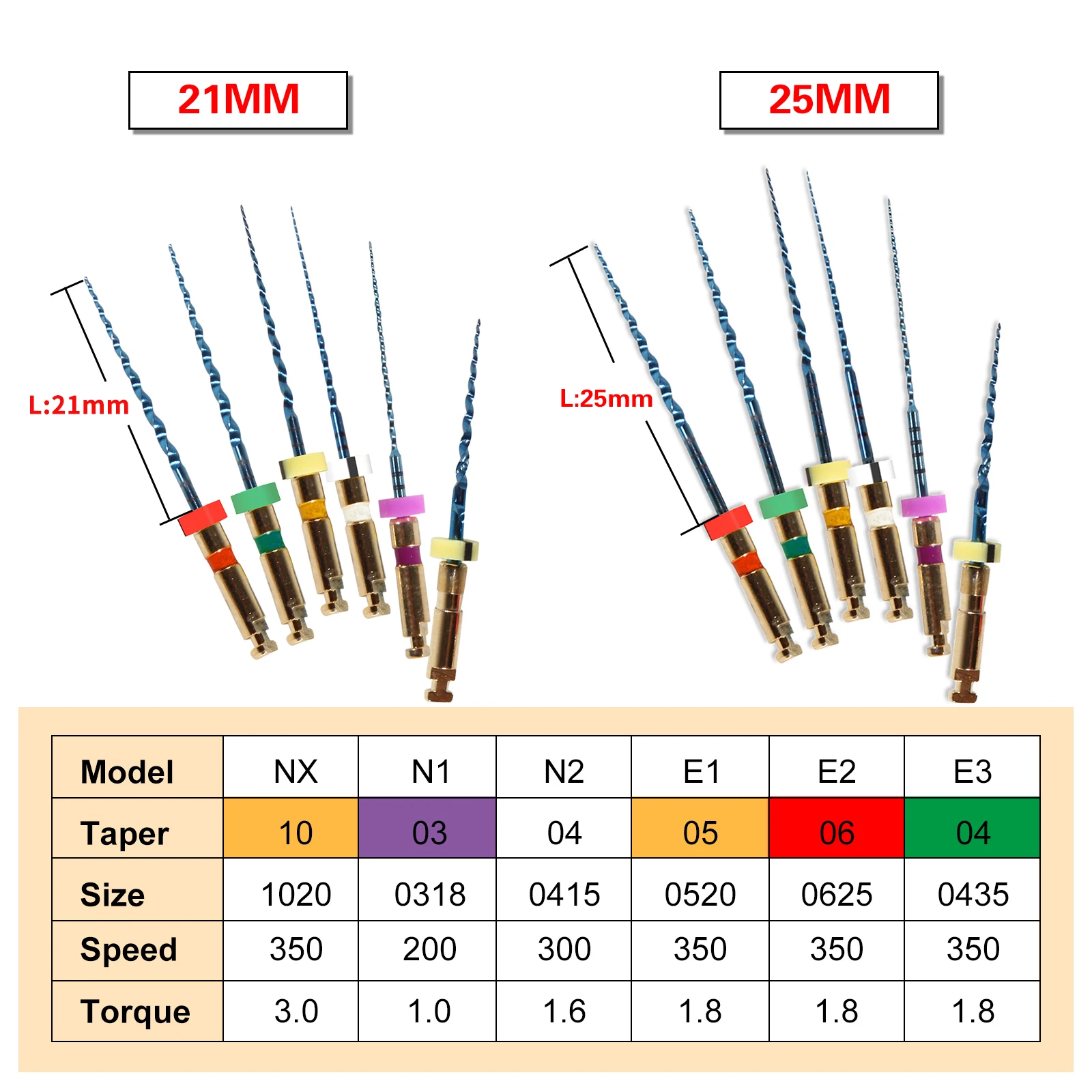 6 pièces/paquet fournitures dentaires Endo endodontique moteur universel Canal radiculaire rotatif NiTi taille du fichier 21MM/25 MM/MM livraison