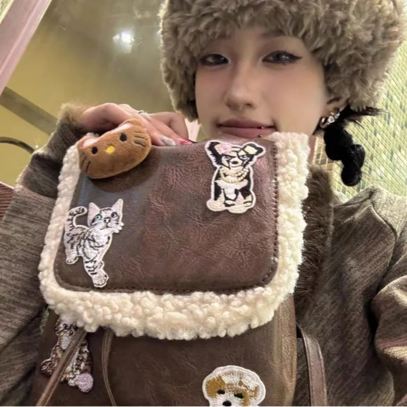 Casual Y2k Aesthetic Fashion Kawaii Backpack Korean Vintage Cute Cat Women Schoolbag Streetwear All Match Ins Students Backpacks