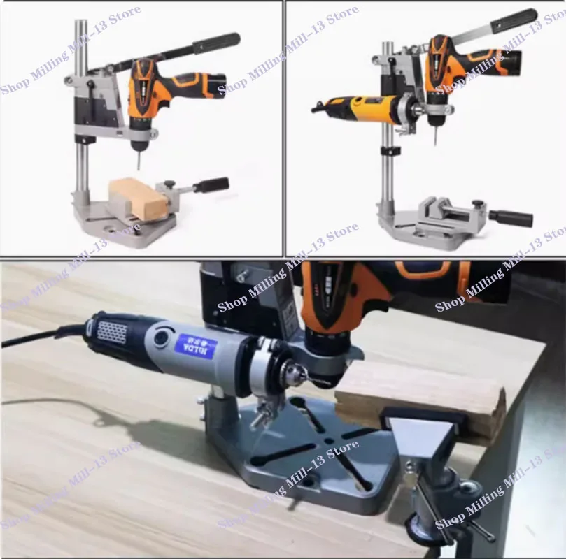 Imagem -02 - Multi-function Elétrica Drill Stand Carpintaria Perfuração Posicionamento Tabela Bench Drill Holder Mini Vice Alicate Bench Clamp Novo