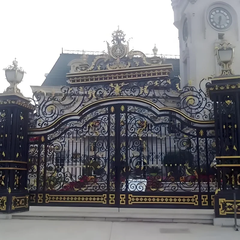 Portão de segurança de aço de luxo portão de ferro pátio e jardim pré feito design de portões de ferro forjado para casa villa