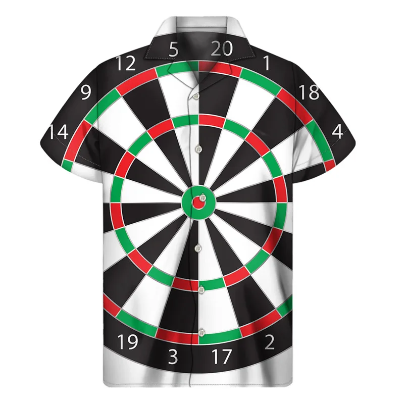 Classic Dartboard 3d Printed Shirt For Men Summer Vacation Loose Short Sleeves Hawaiian Shirts Street Button Lapel Aloha Blouse