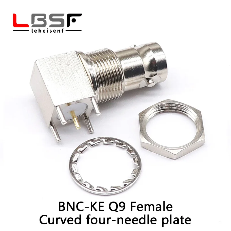 50/75ohm Four-pin BNC socket welding board BNC-KYE connector BNC-KE curved four-pin board Q9 female seat copper