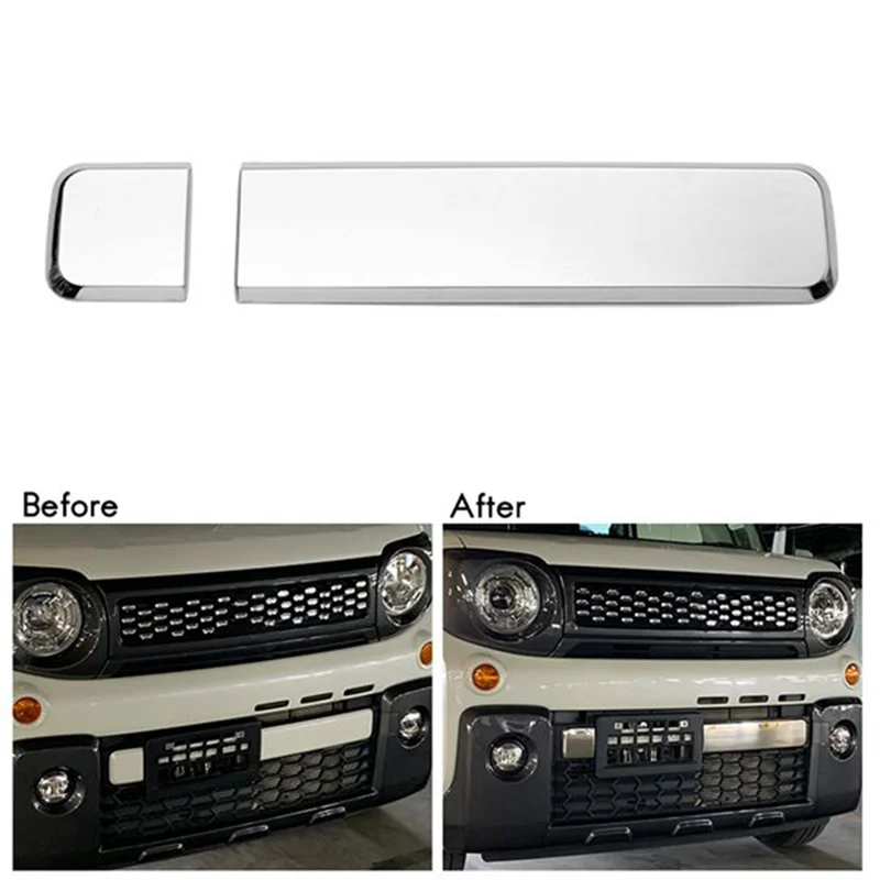 Car Chrome Front Bumper Center Lower Grille Grill Strips License Plate Frame Garnish Cover for SUZUKI SPACIA GEAR